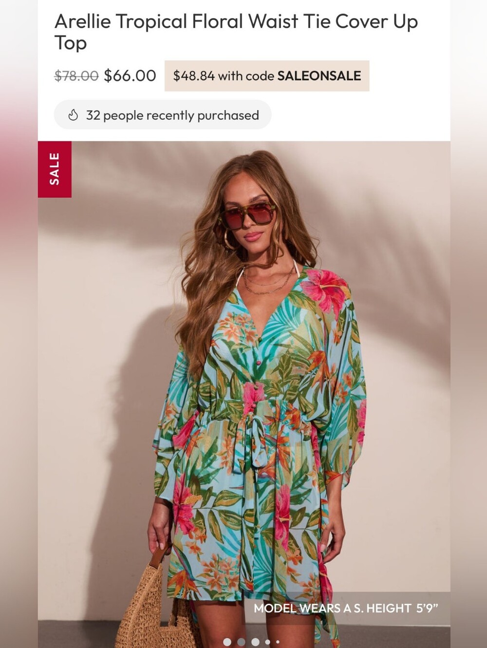 NWT Vici Arellie Tropical Waist Tie Cover Up